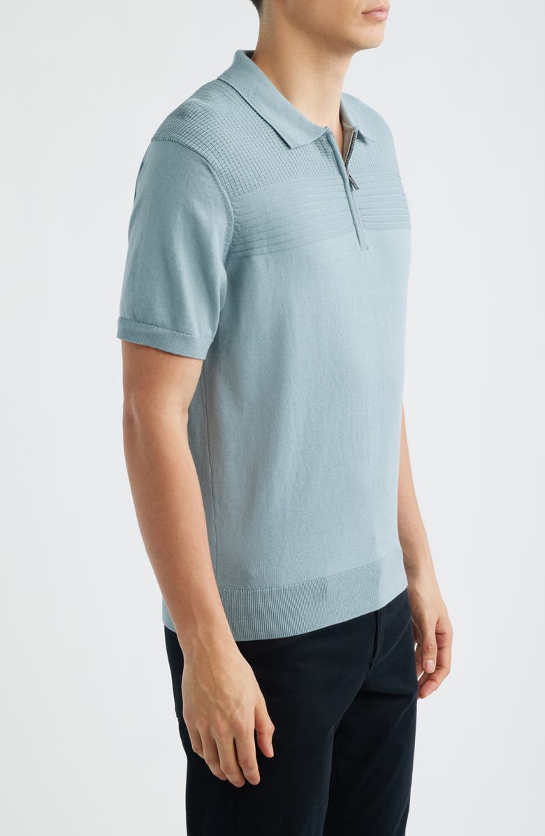 Bugatchi Quarter Zip Cotton Blend Polo Sweater, Alternate, color, Shark