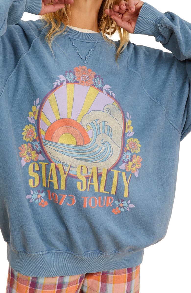 Billabong x The Salty Blonde Coastal Organic Cotton Sweatshirt, Alternate, color, 