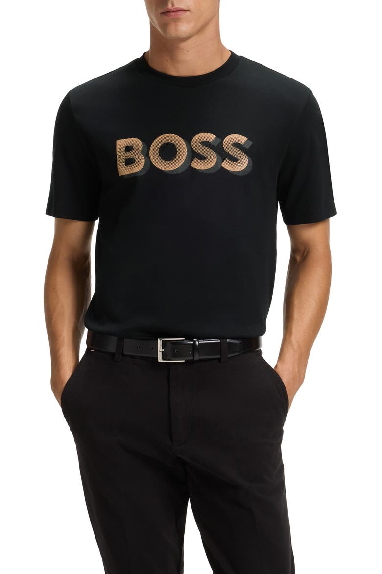 Thompson Cotton Logo Graphic T-Shirt, Main, color, BLACK