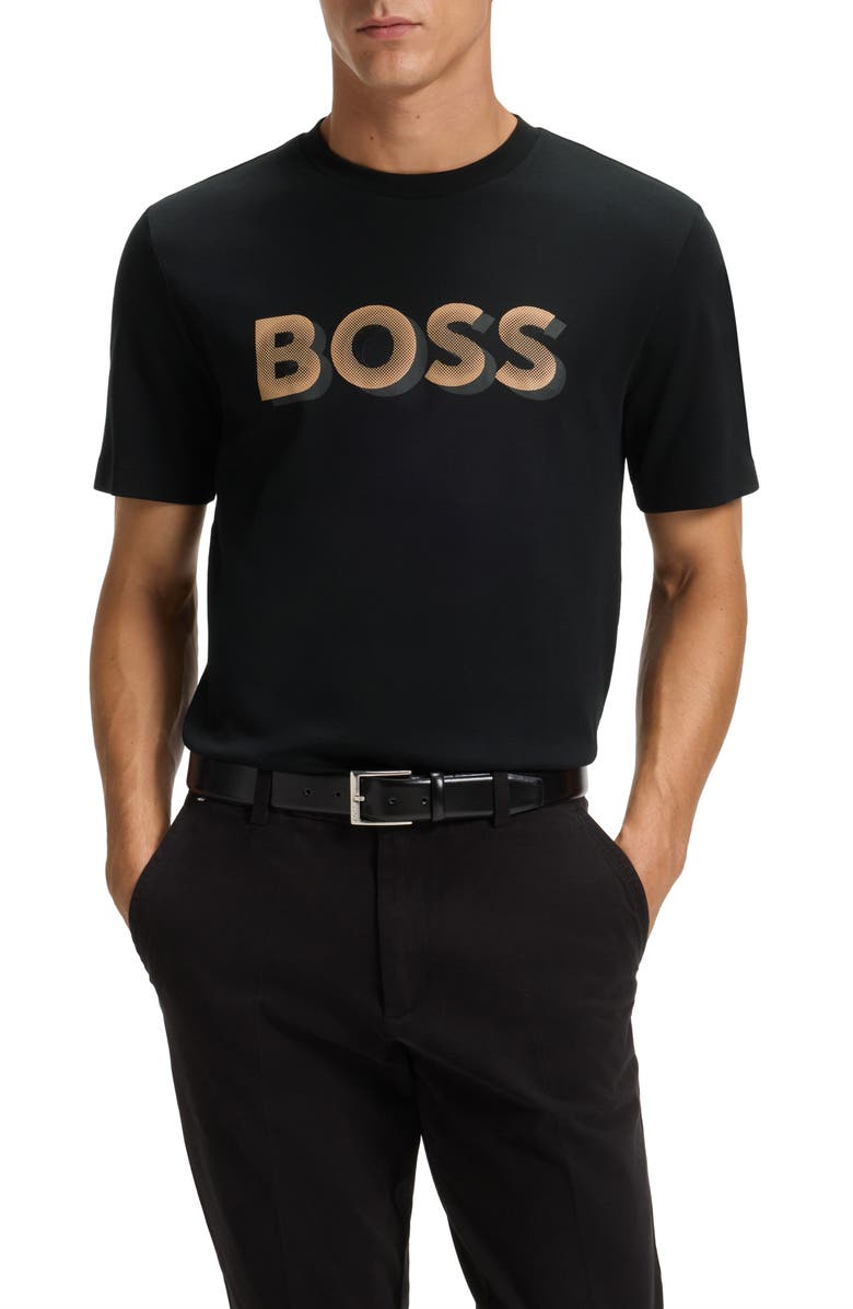 BOSS Thompson Cotton Logo Graphic T-Shirt, Main, color, Black