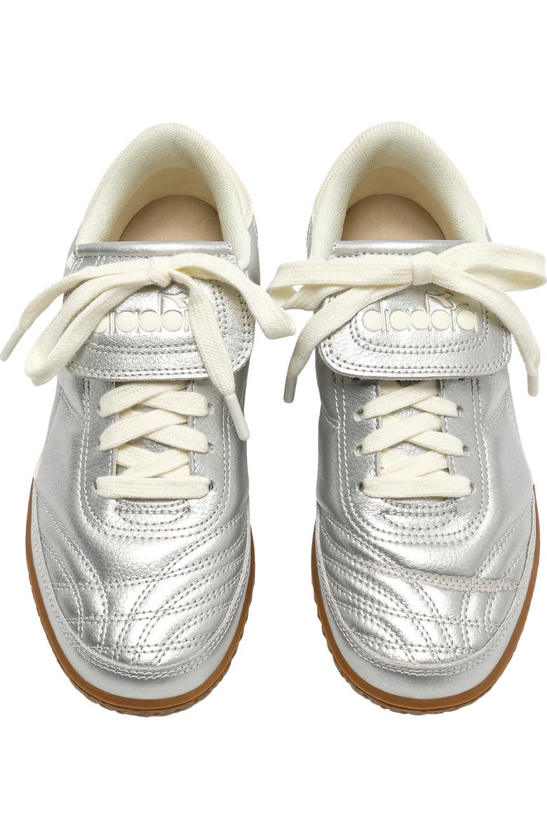 Diadora Gold Indoor Metallic Leather Sneaker, Alternate, color, Silver
