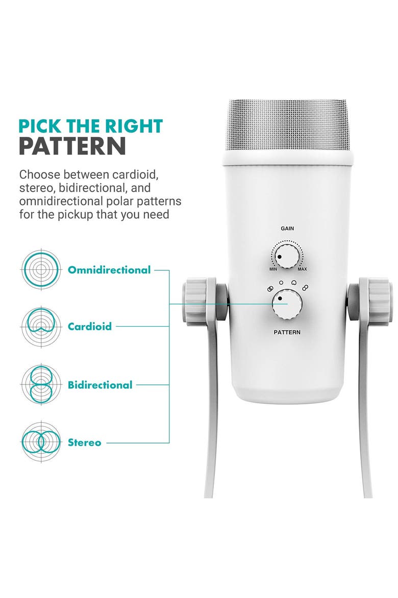 UM700W White Desktop USB Microphone for Computer, Alternate, color, Black
