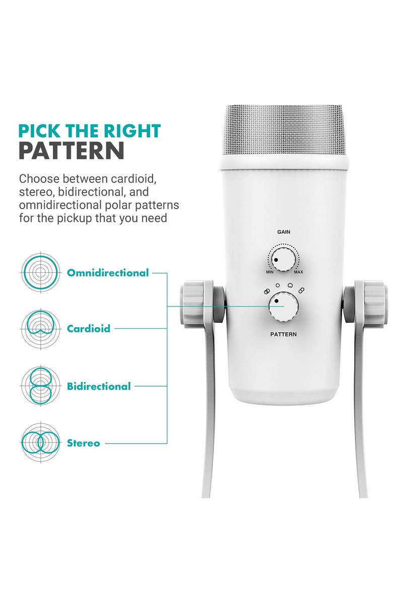 MOVO UM700W White Desktop USB Microphone for Computer, Alternate, color, Black