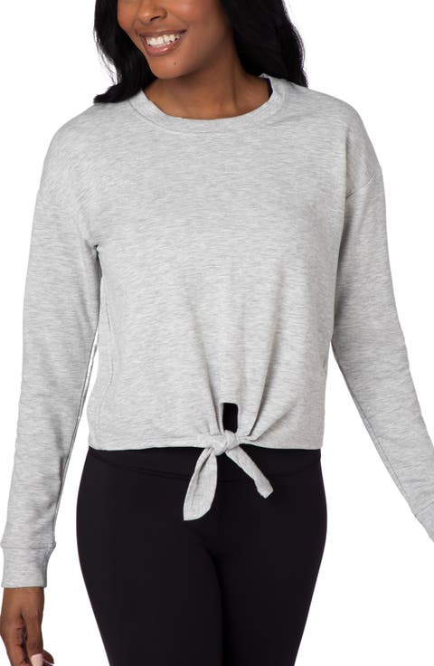 Brushed Terry Tie Hem Pullover