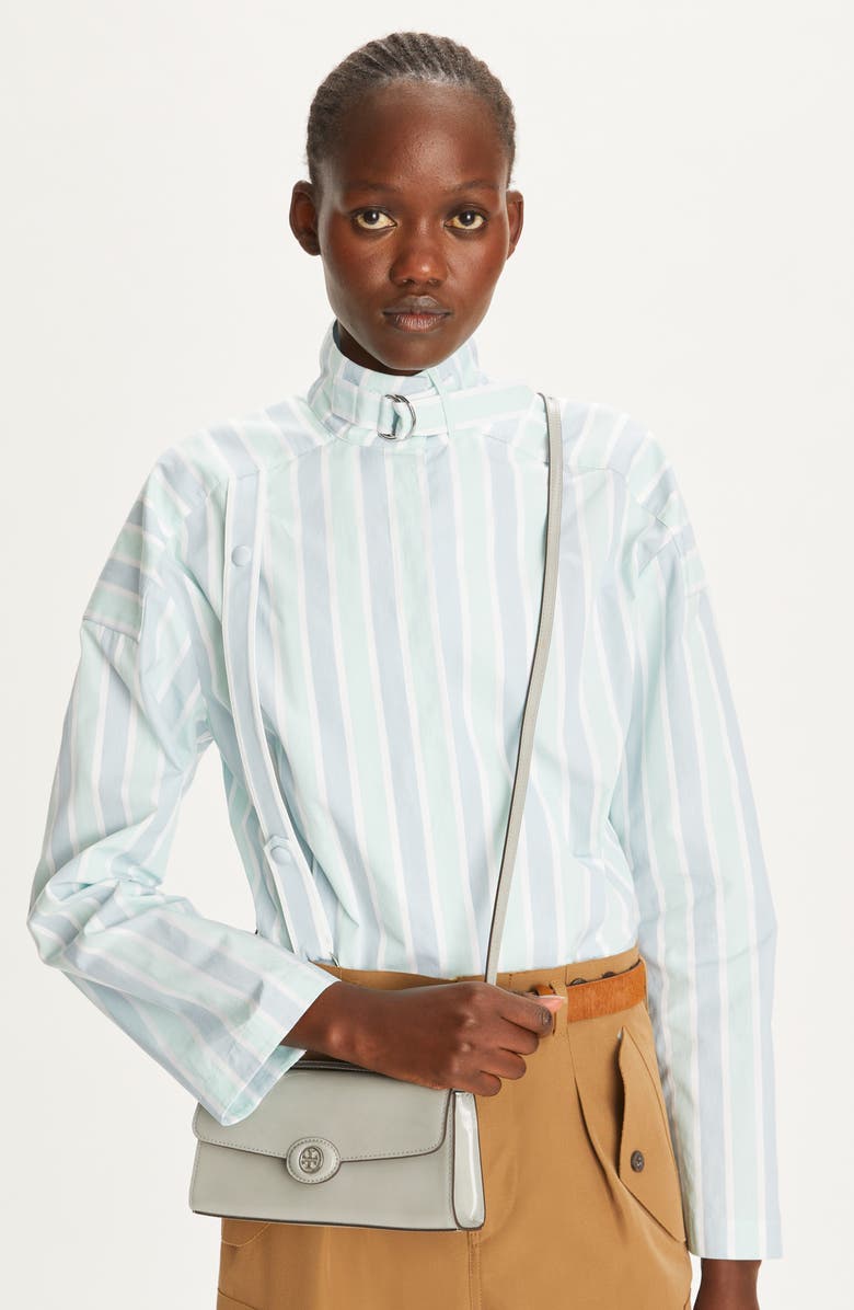 Tory Burch Robinson Spazzolato Top Handle Crossbody, Alternate, color, Light Granite