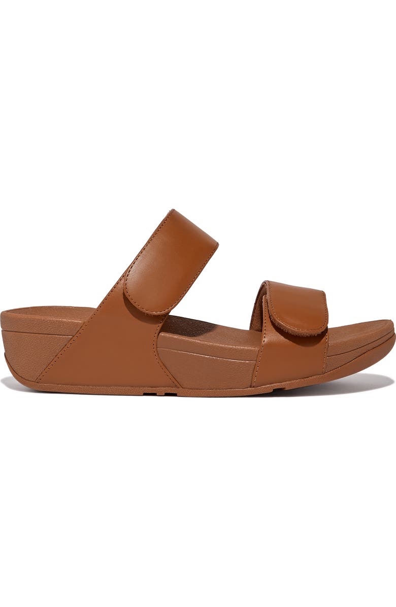 FitFlop Lulu Adjustable Leather Slides Sandals, Alternate, color, Light Tan