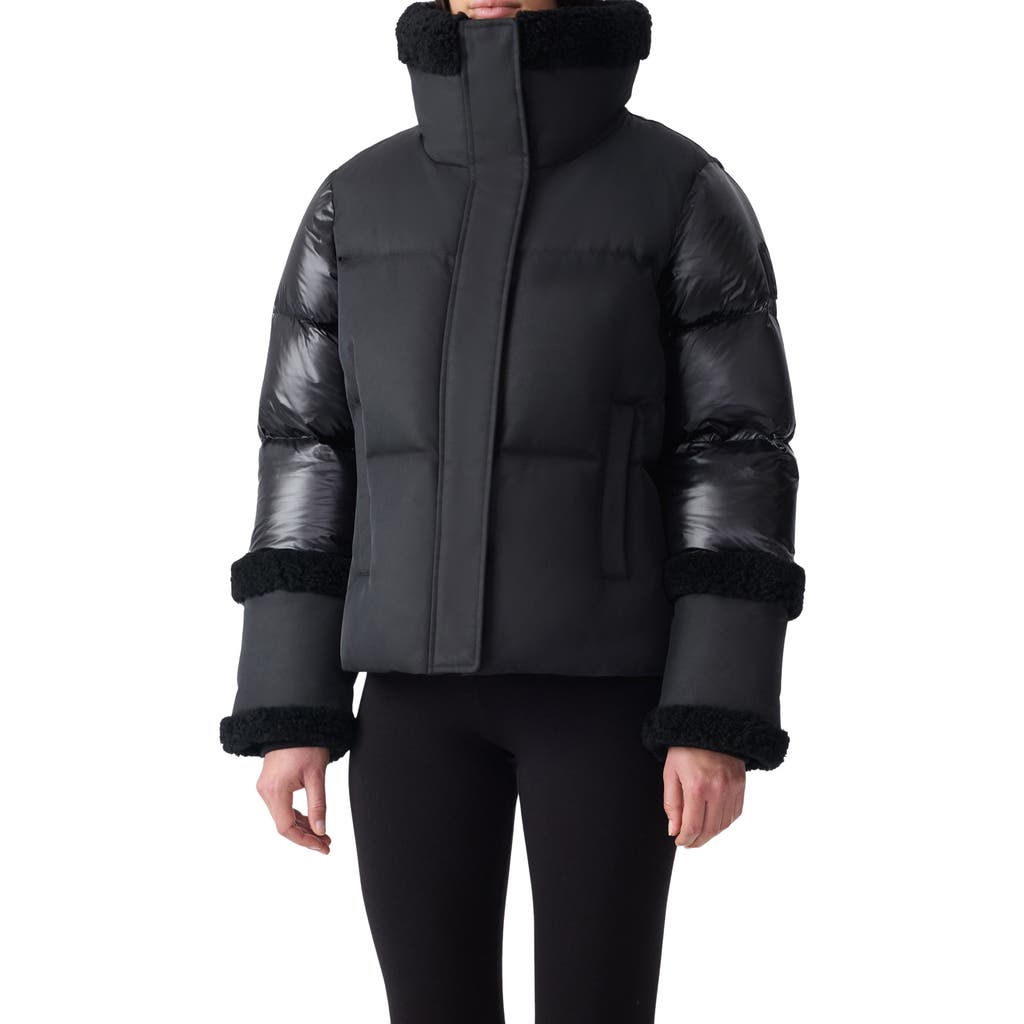 Mackage Lydana Down Jacket With Genuine Shearling Trim And Removable Bib In Multi