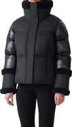 Mackage Lydana Down Jacket with Genuine Shearling Trim and Removable Bib