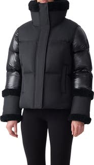 Mackage Lydana Down Jacket with Genuine Shearling Trim and Removable Bib