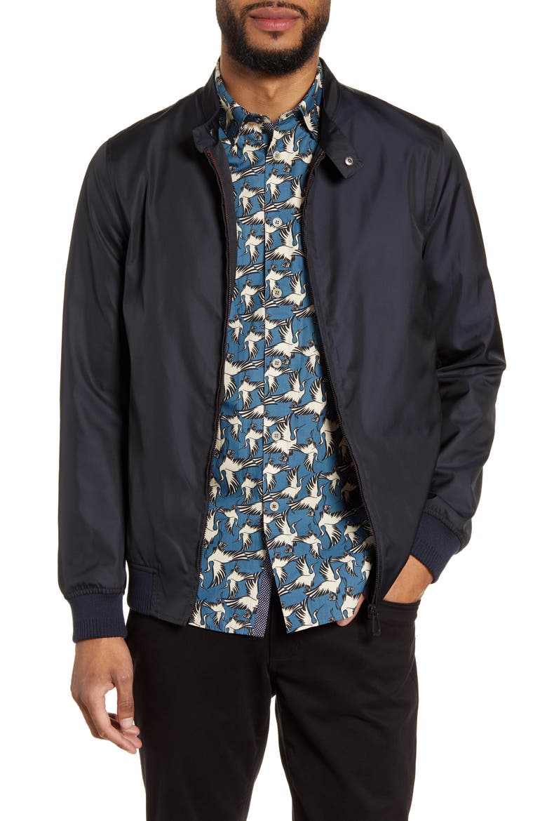 Horwod Semi Plain Nylon Bomber, Main, color, NAVY