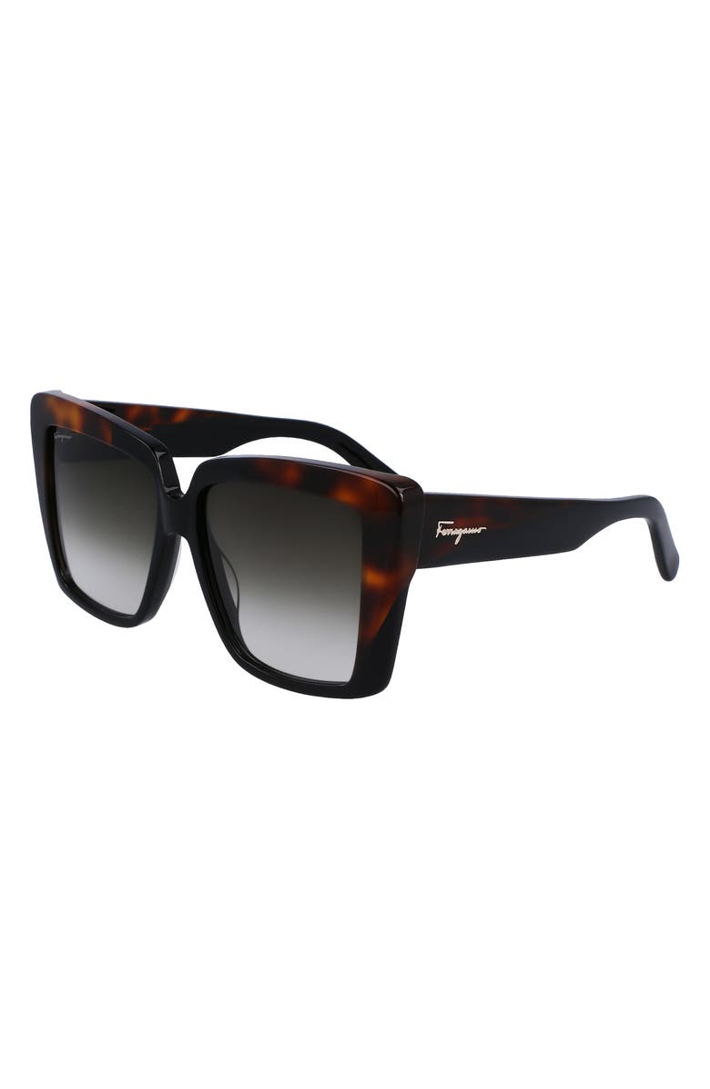 FERRAGAMO 55mm Gradient Rectangular Sunglasses, Alternate, color, 
