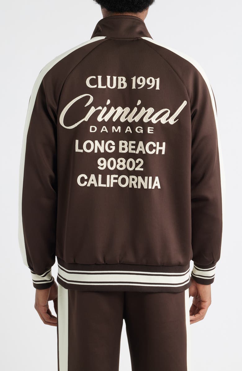 CRIMINAL DAMAGE Pintuck Track Jacket, Alternate, color, Chocolate/Off White