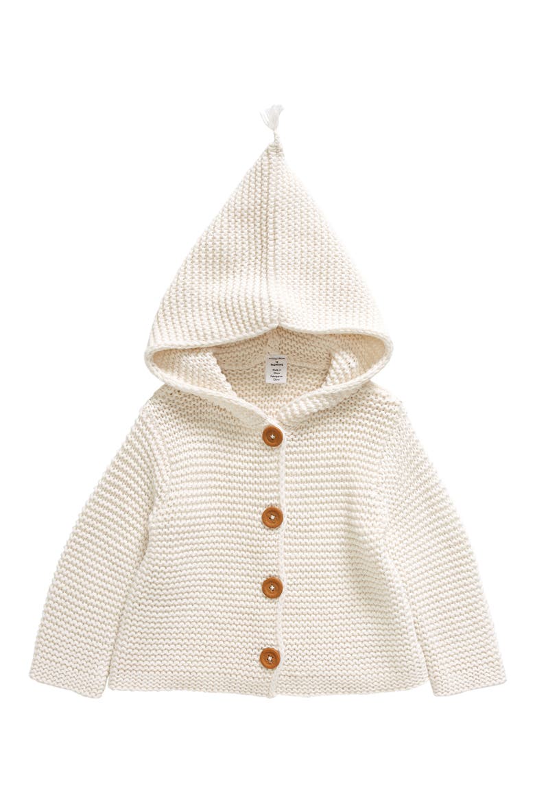 Organic Cotton Hooded Cardigan, Main, color, IVORY PRISTINE HEATHER