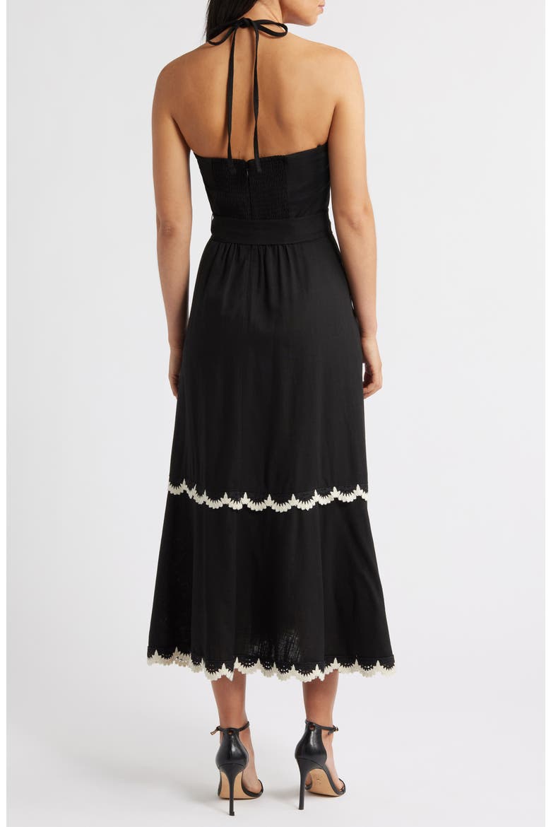 Halter Bead Strap Midi Dress, Alternate, color, BLACK NATURA
