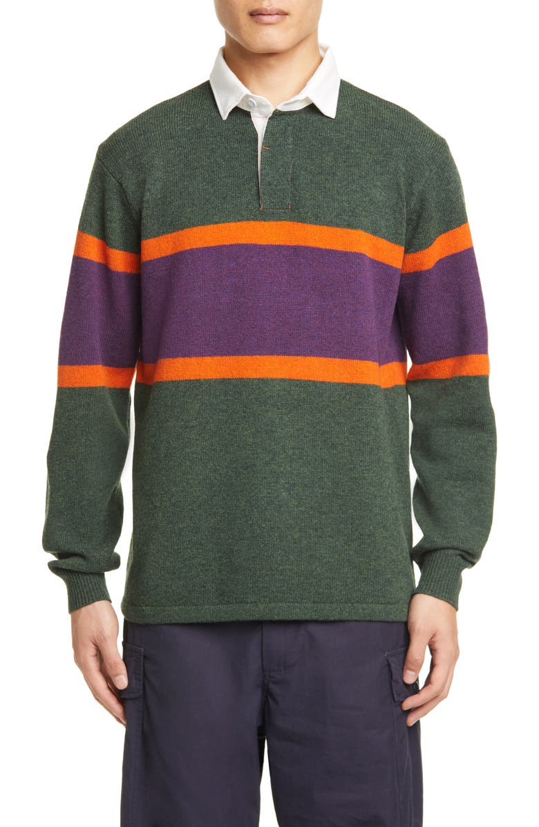 BEAMS Plus Rugby Stripe Wool Sweater, Alternate, color,