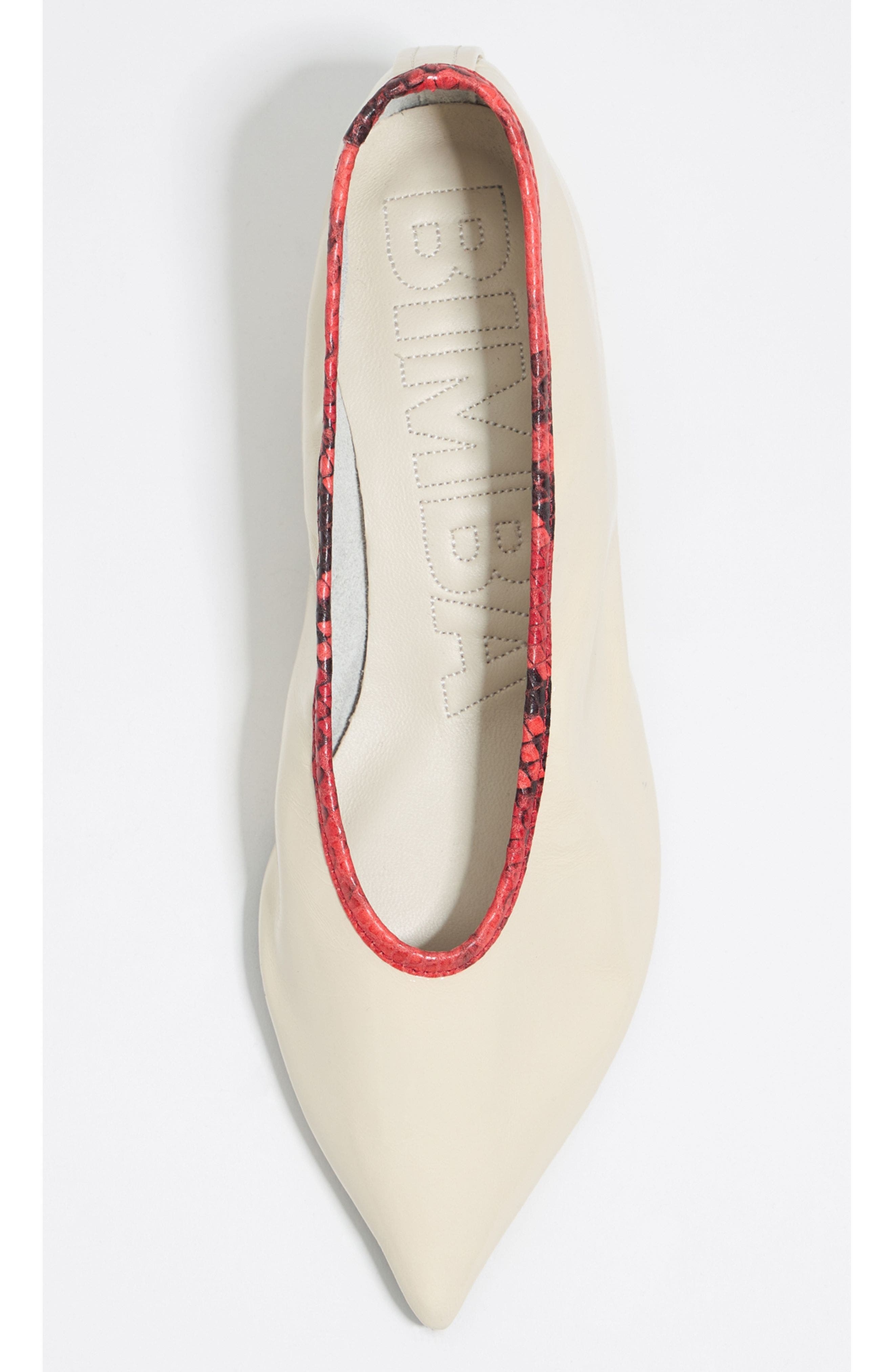 Bimba y Lola Leather Small Heel Court Shoe, Alternate, color, Ivory