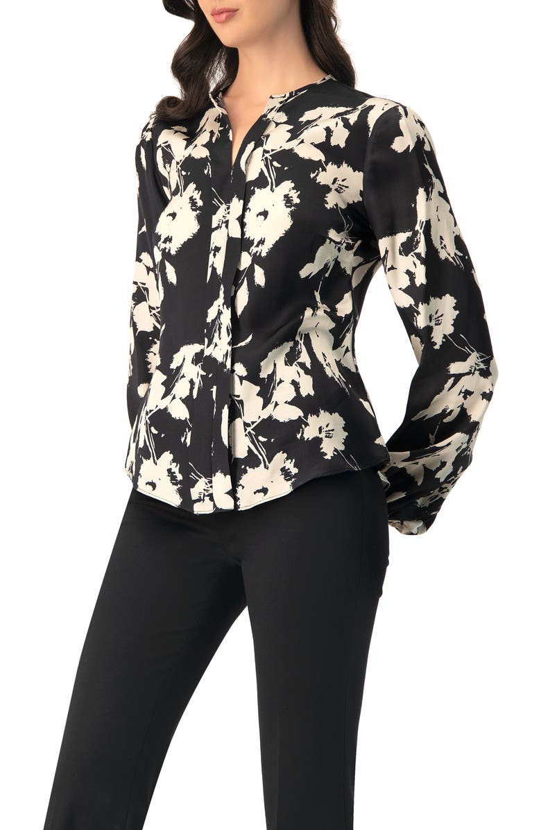 IVONNE Double front Placket Satin Shirt, Alternate, color, Black