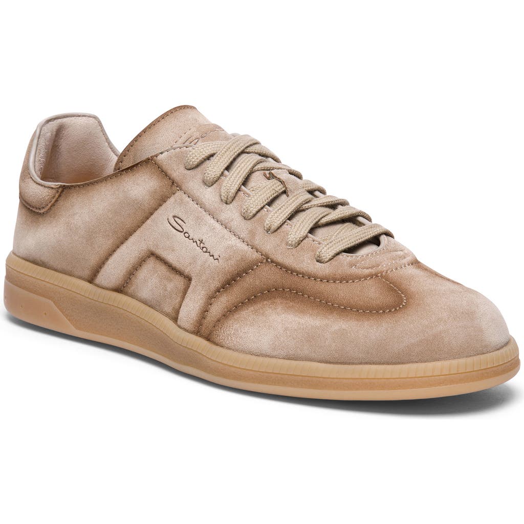 Santoni Soft Leather Sneakers For Casual Style In Sand