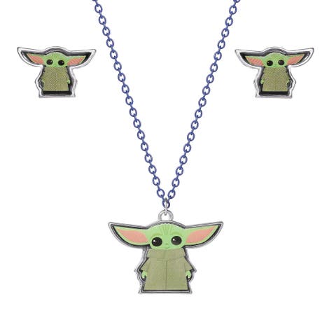 The Mandalorian Grogu Fashion Stud Earrings and Necklace Set