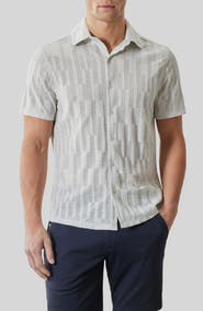 Robert Barakett Vessar Texture Knit Short Sleeve Button-Up Shirt