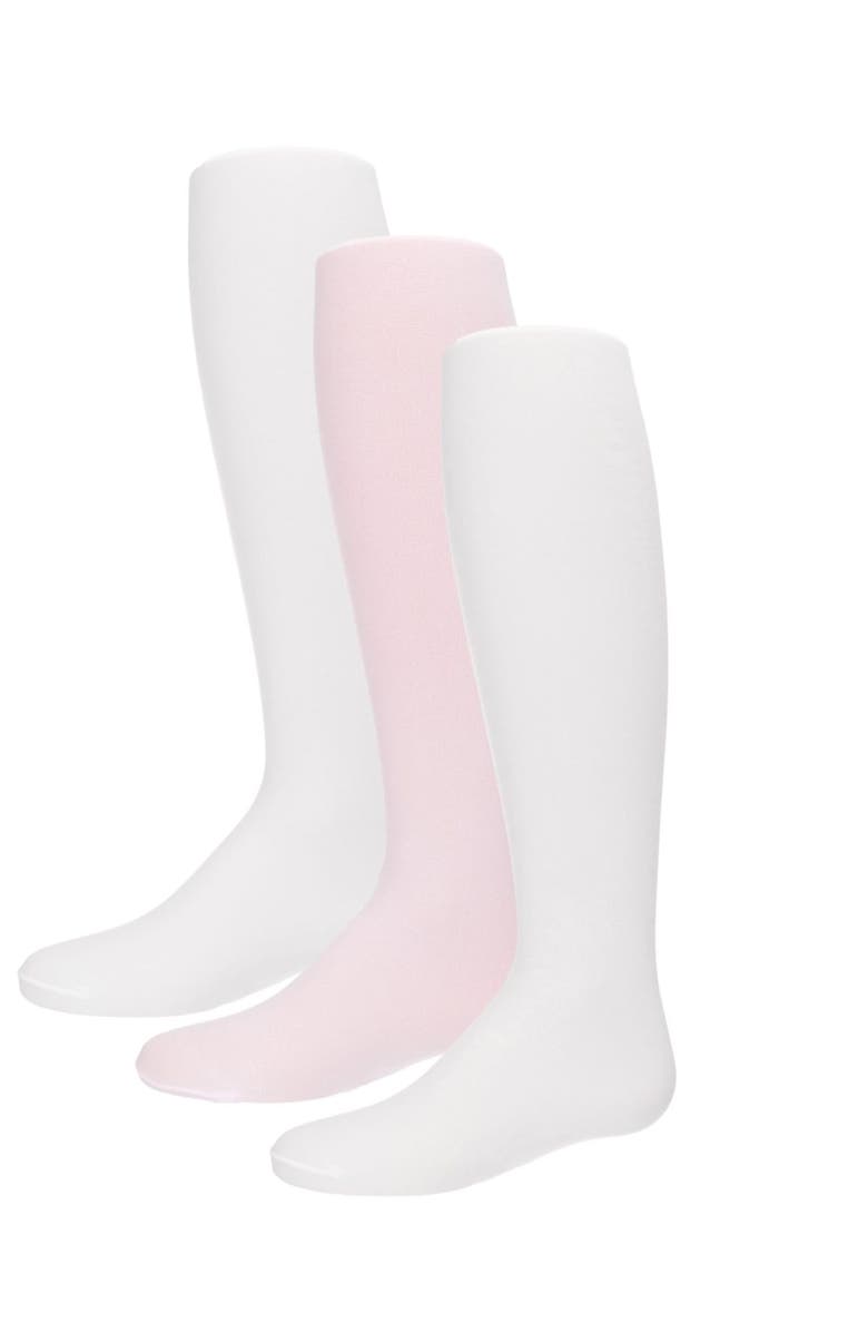 MeMoi Opaque Basic Non-Binding Tights 3 Pack, Main, color, White-Pink-White