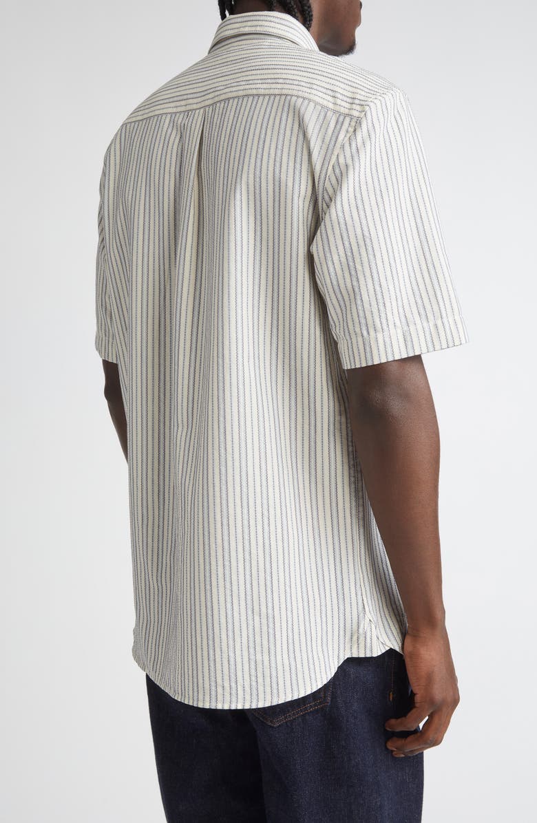 Sunspel Stripe Short Sleeve Button-Up Shirt, Alternate, color, Soft Denim Multi Stripe