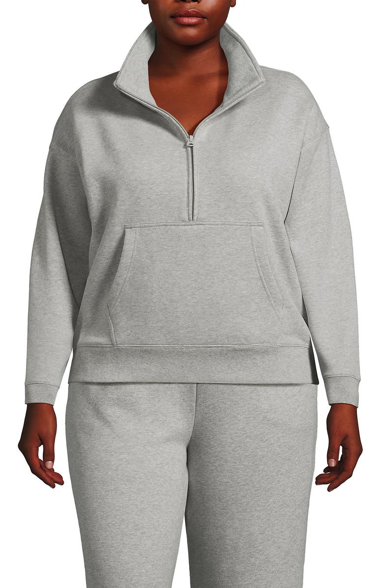 Lands' End Plus Size Serious Sweats Relaxed Long Sleeve Half Zip Sweatshirt, Main, color, 