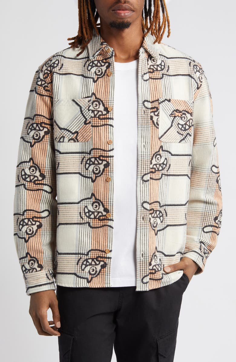 ICECREAM Duke Embroidered Plaid Button-Up Shirt, Main, color,