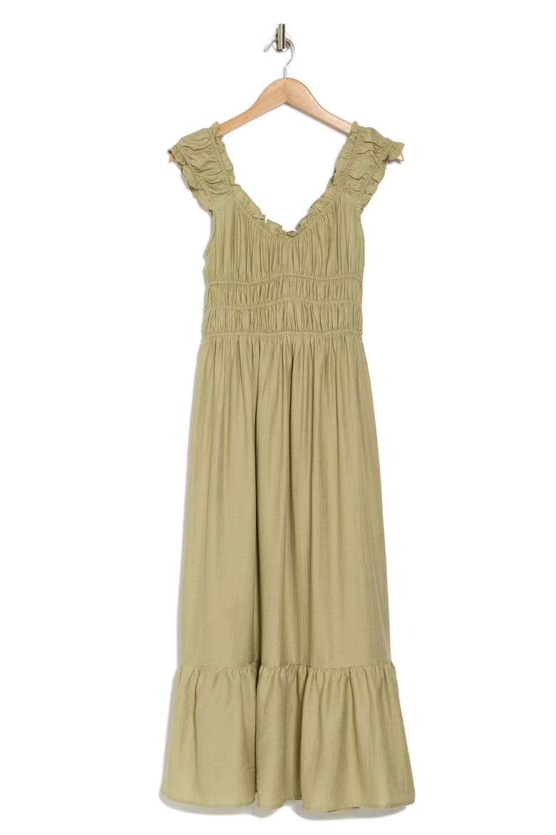 Sleeveless Tiered Maxi Dress, Alternate, color, OLIVE