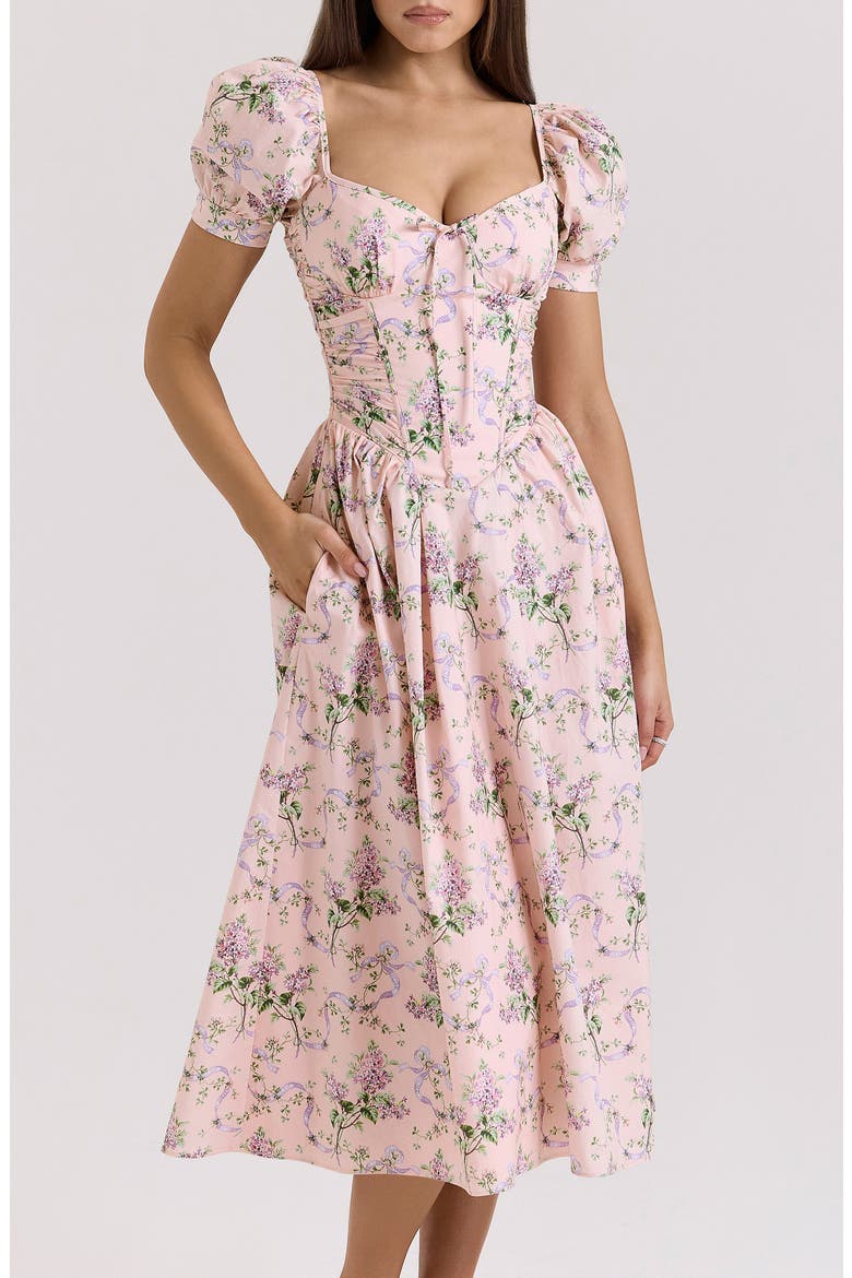 Lulabell Puff Sleeve Midi Dress, Alternate, color, PRINT