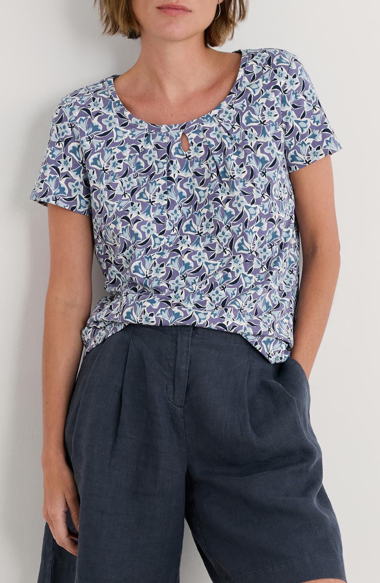 Seasalt Cornwall Appletree Keyhole T-Shirt, Main, color, Paper Bellflower Bilberry