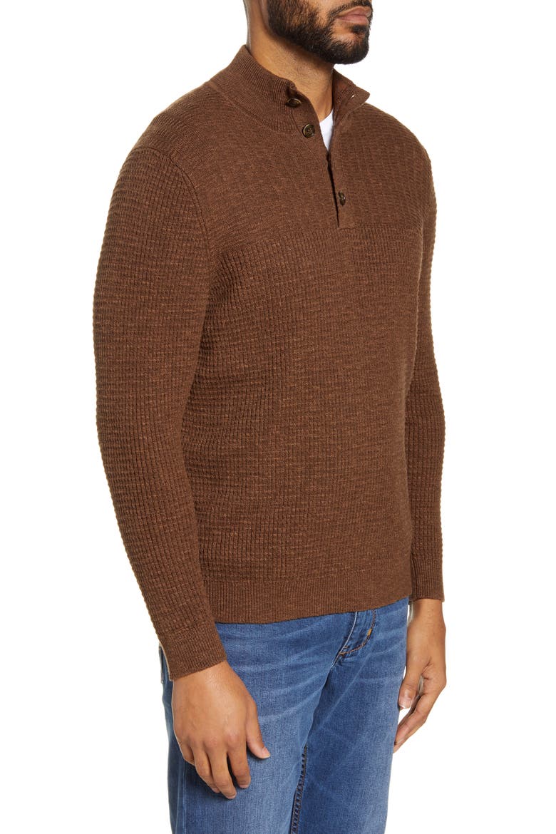 Mock Neck Henley Sweater, Alternate, color, TOBACCO WRAP