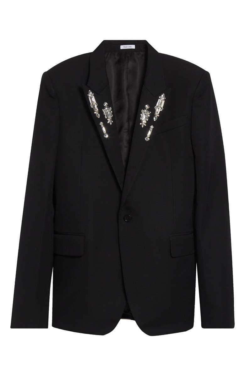 McQueen Rever Crystal Embellished Peak Lapel Blazer, Alternate, color, Black