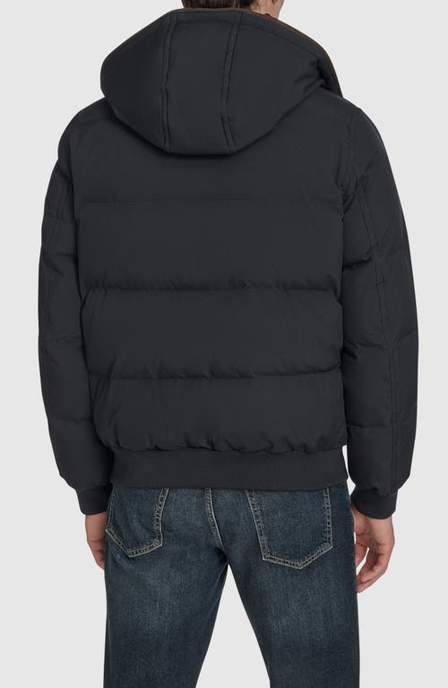 Andrew Marc Langham Water Resistant Hooded Puffer Bomber Jacket In Black