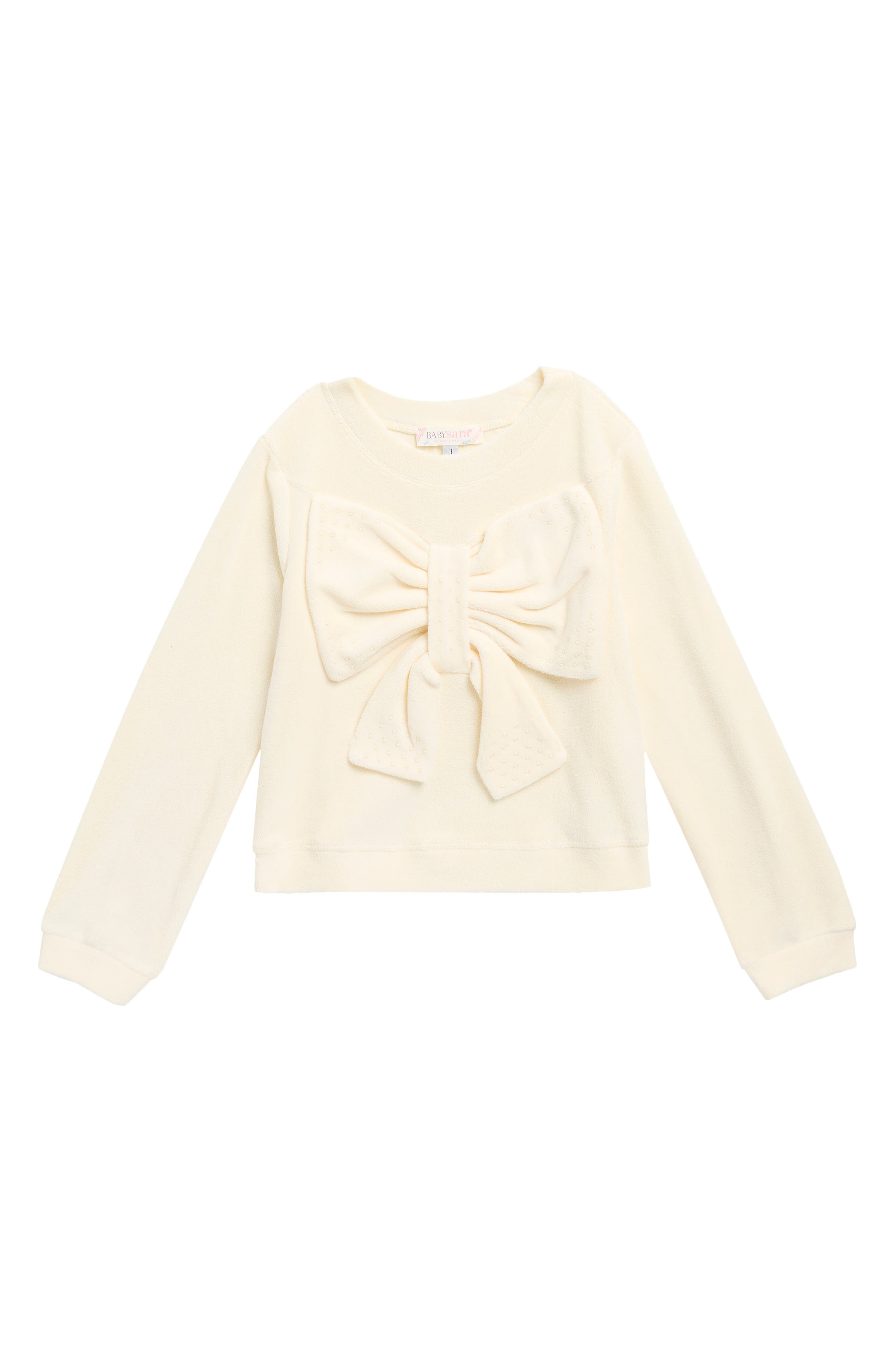 Kids' Bow Faux Pearl Fleece Top