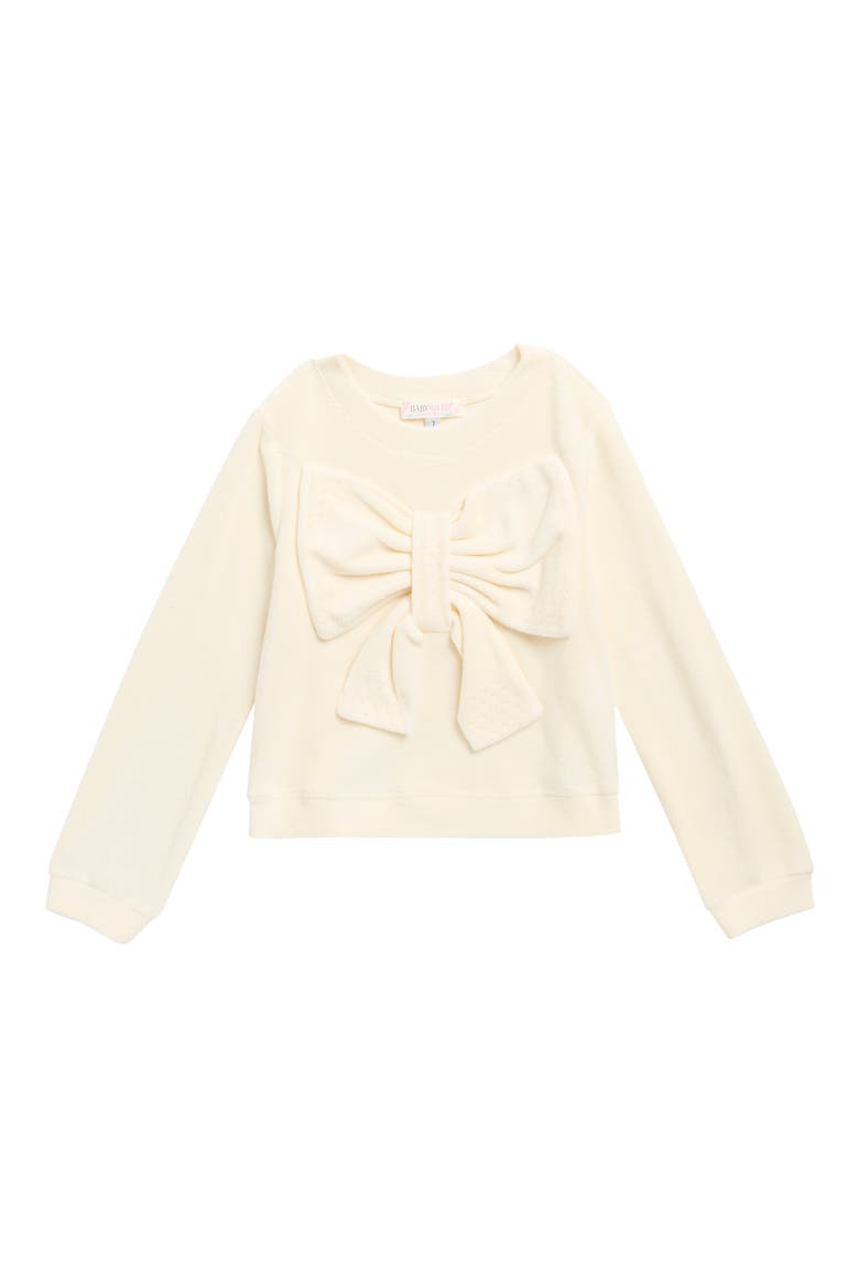 Kids' Bow Faux Pearl Fleece Top, Main, color, IVORY