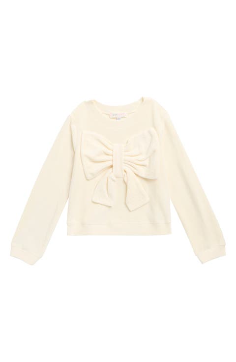 Kids' Bow Faux Pearl Fleece Top