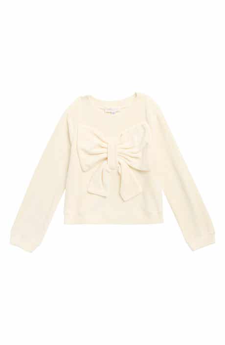 Kids' Bow Faux Pearl Fleece Top