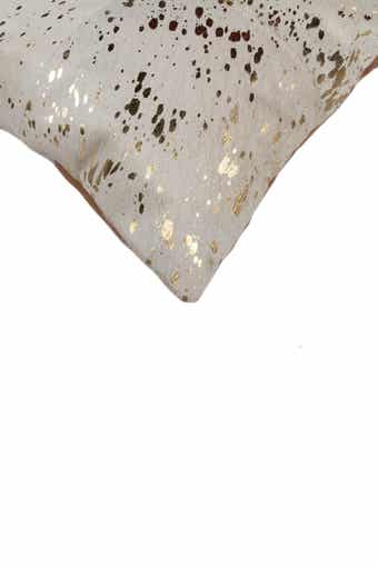 Natural 2-Pack Torino Quattro Genuine Cowhide Pillow 18" x 18" - Natural & Gold
