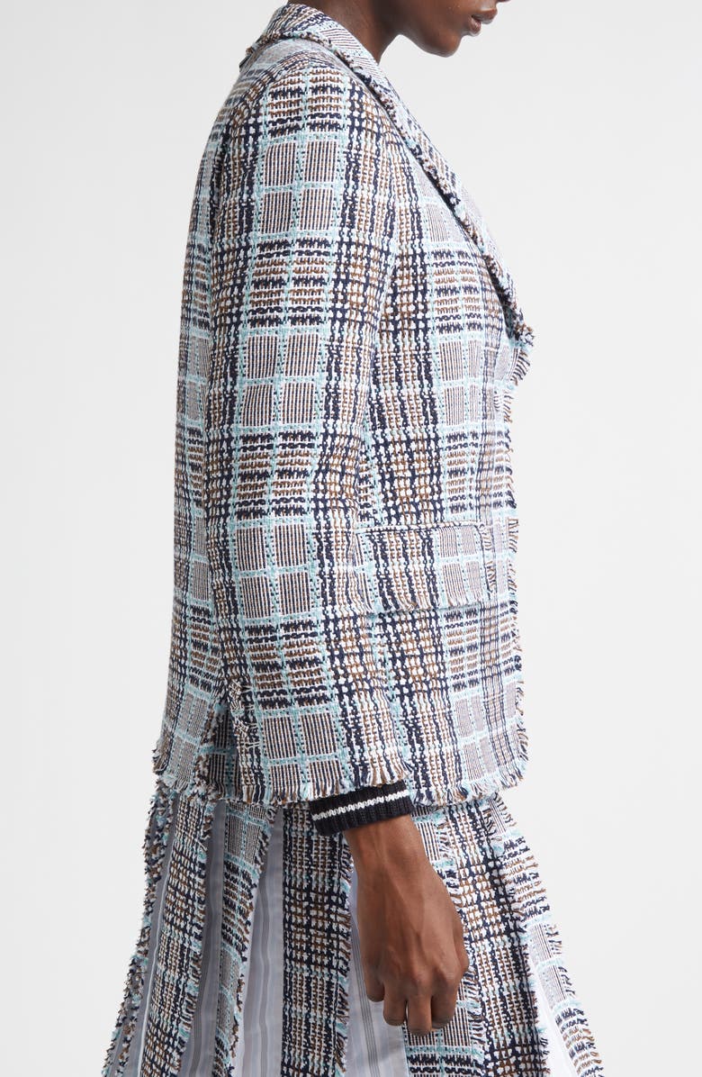 Thom Browne Glen Plaid Raw Edge Tweed Blazer, Alternate, color, Seasonal Multi