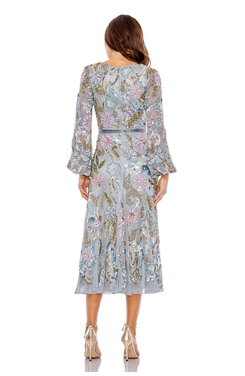 Mac Duggal Elegant Long Cuff Sleeve Embellished Midi Dress, Alternate, color, 