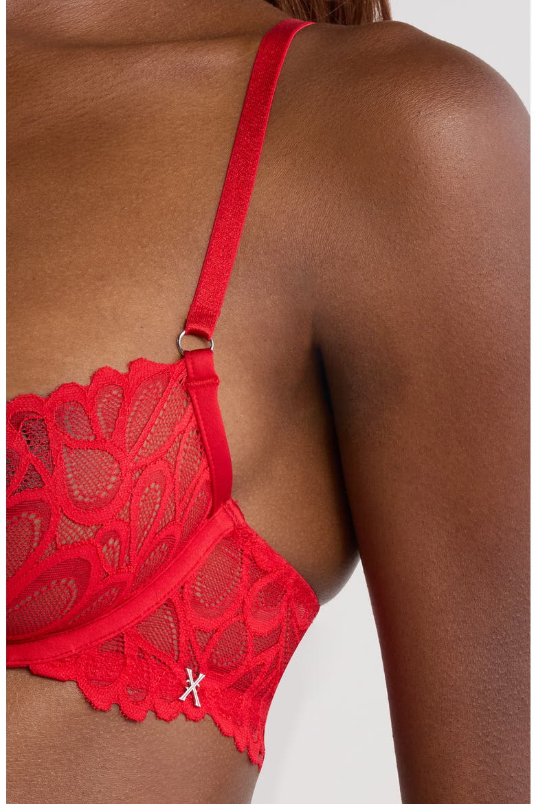 Savage Not Sorry Unlined Lace Balconette Bra, Alternate, color, TIMELESS RED