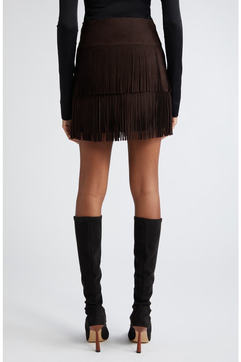 Leather Fringe Miniskirt, Alternate, color, CHOCOLATE