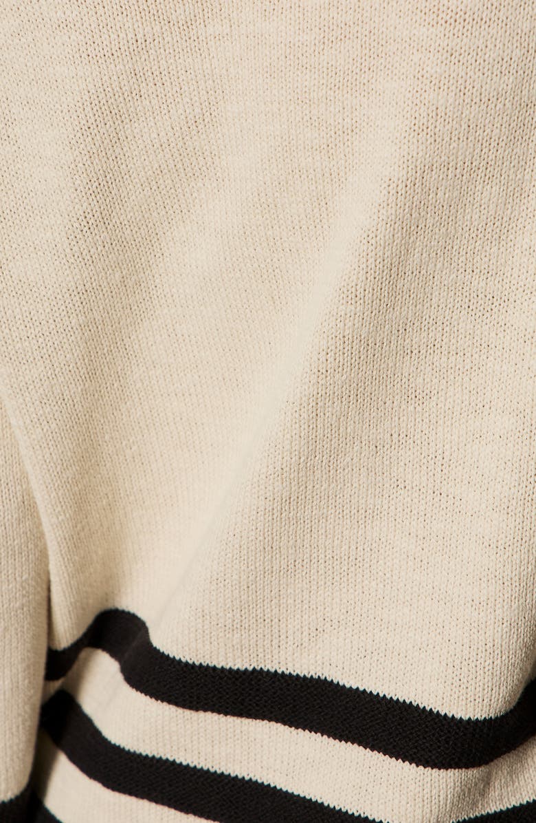 Sanctuary Stripe Hem V-Neck Cotton Sweater, Alternate, color, Light Oat Beige/ Black