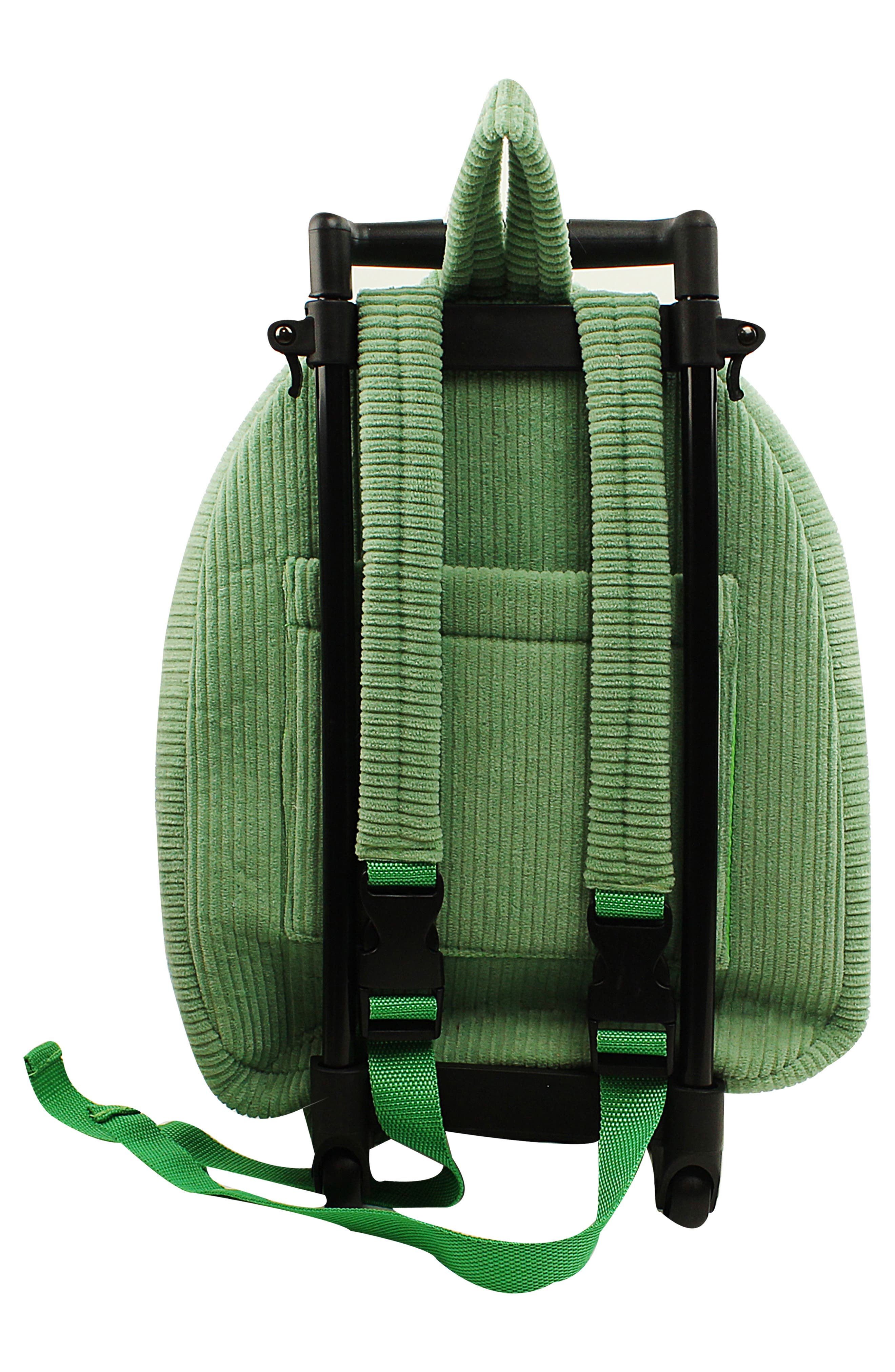 Popatu Kids' Dino Trolley Rolling Backpack with Removable Stuffed Animal, Alternate, color, Green