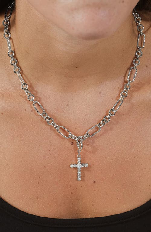Sterling Forever Cubic Zirconia Mother Of Pearl Cross Charms In Silver