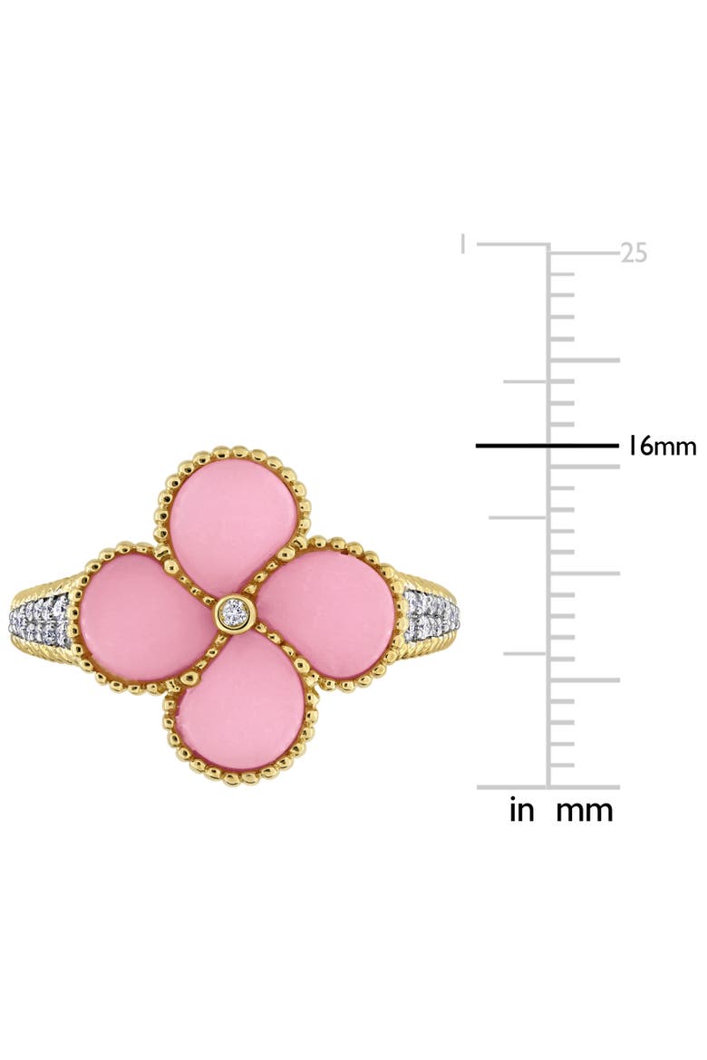Created Gemstone & 1/8 CTW Diamond Clover Flower Ring, Alternate, color, Created Pink Opal