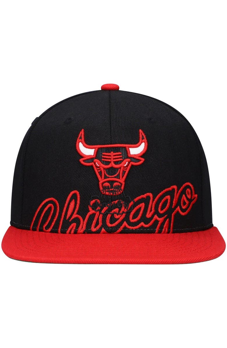Mitchell & Ness Men's Mitchell & Ness Black/Red Chicago Bulls Hardwood Classics Low Big Face Snapback Hat, Alternate, color, 