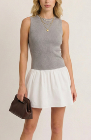 Modenaire Knit Bodice Contrast Mini Dress