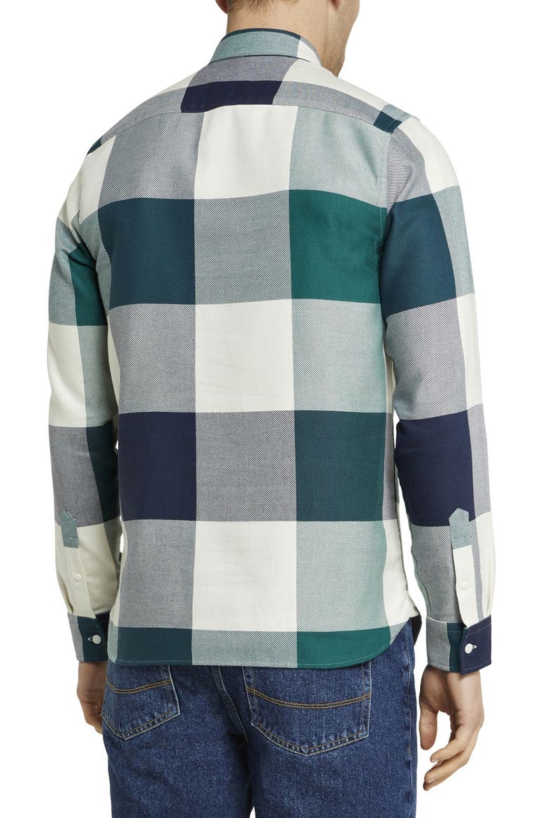 Notley Oversize Check Button-Up Flannel Shirt, Alternate, color, DARK GREEN